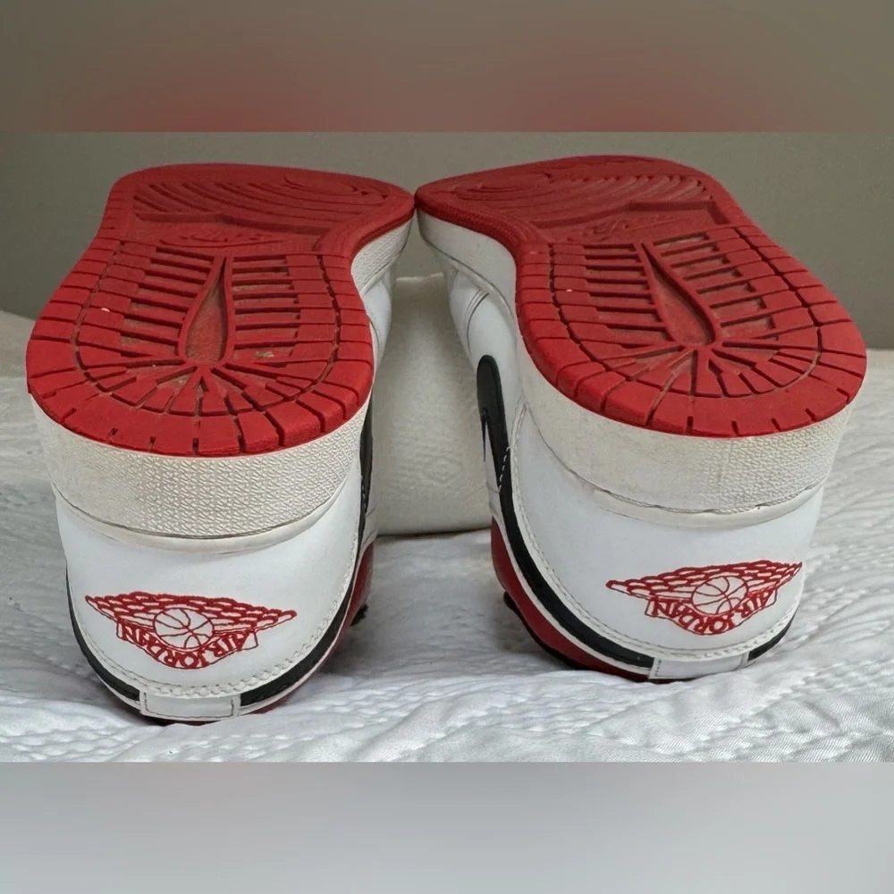 Nike Air Jordan 1 Low GS White Red Black Sneakers Big Boy Youth 7Y Woman 8.5 - Picture 5 of 15